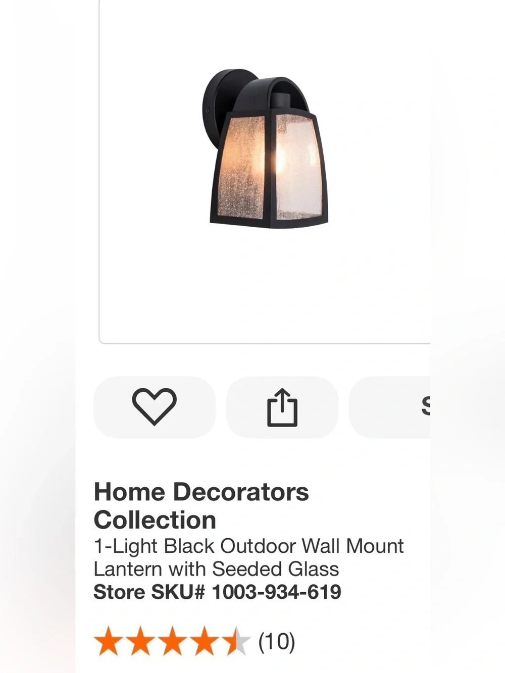 New Home Decorators Outdoor Wall Lantern Sconce - Black